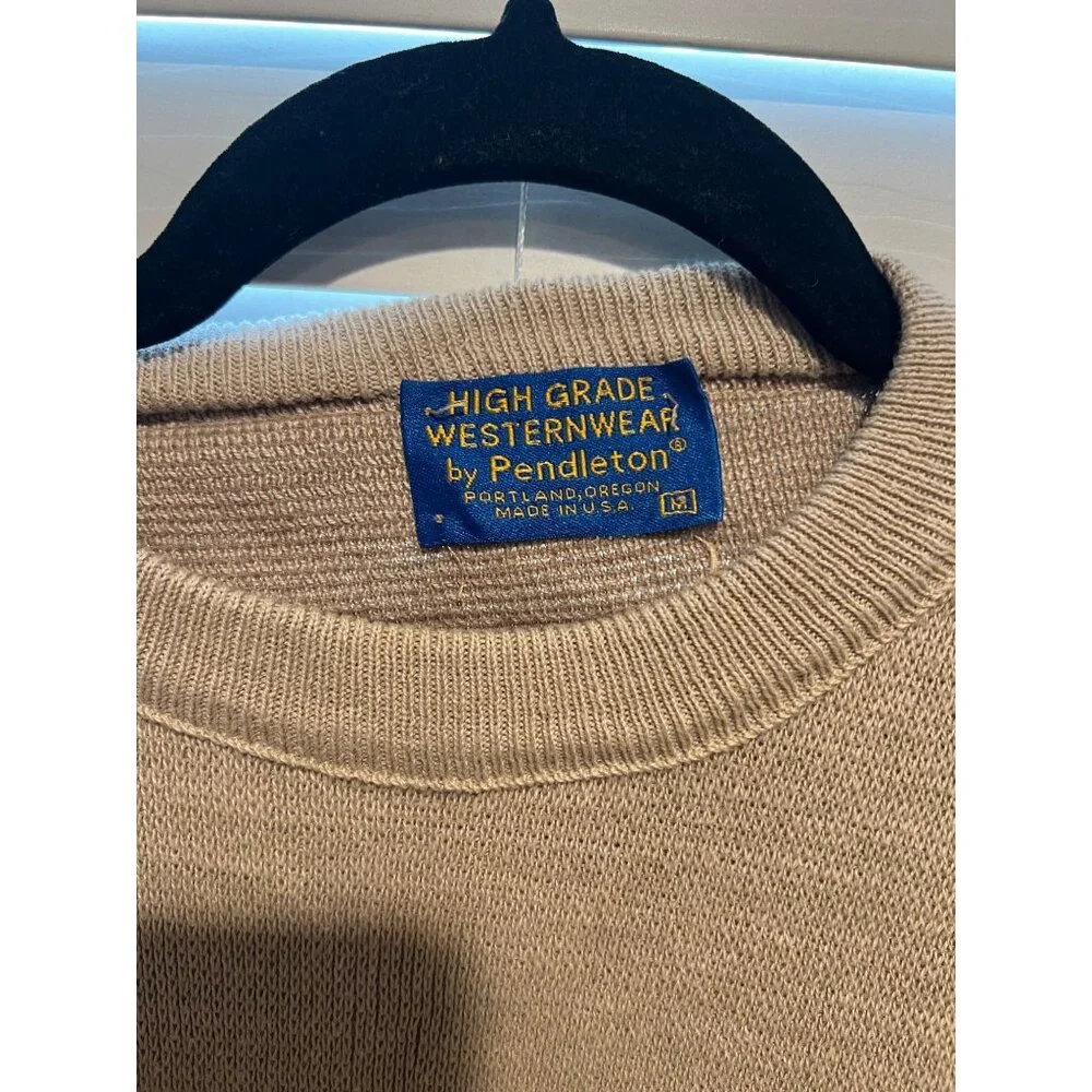 Pendleton High Grade Westernwear Mens Tan Southwestern Cotton Sweater Medium USA